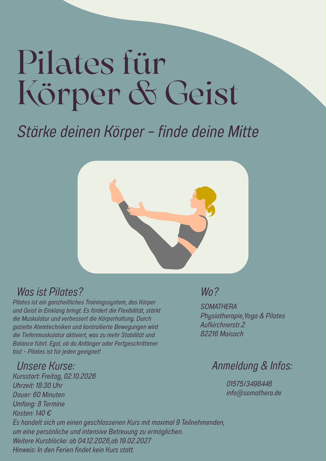 Somathera – Pilates für Körper und Geist Flyer (Kursstart 02.10.2026)